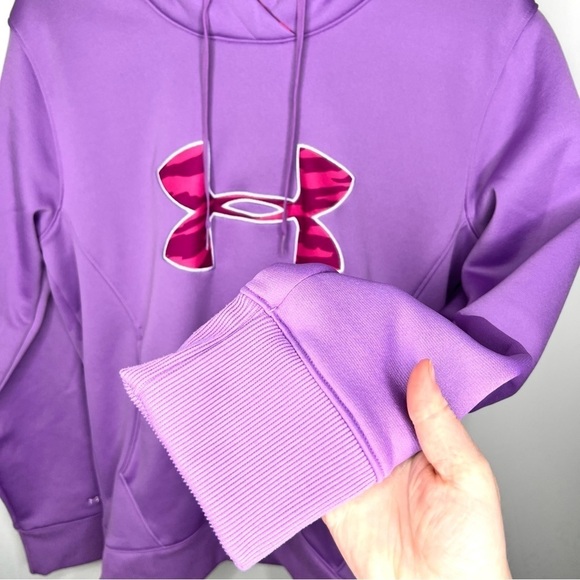 Under Armour Pink and Purple Logo Hoodie Hooded Sweatshirt Size Medium - Picture 6 of 15